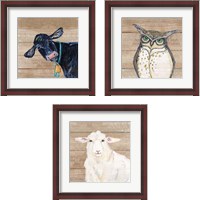 Framed 'Farm Animal 3 Piece Framed Art Print Set' border=