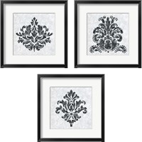 Framed 'Textured Damask on White 3 Piece Framed Art Print Set' border=