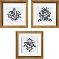 Framed 'Textured Damask on White 3 Piece Framed Art Print Set' border=