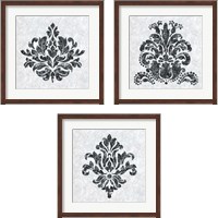 Framed 'Textured Damask on White 3 Piece Framed Art Print Set' border=