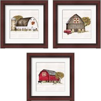 Framed 'Fall Barn Quilt 3 Piece Framed Art Print Set' border=