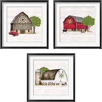 Framed 'Spring & Summer Barn Quilt 3 Piece Framed Art Print Set' border=