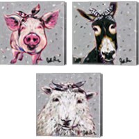 Framed 'Farm Pop 3 Piece Canvas Print Set' border=