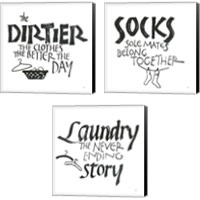 Framed 'Laundry Room White 3 Piece Canvas Print Set' border=