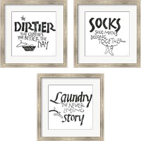 Framed 'Laundry Room White 3 Piece Framed Art Print Set' border=