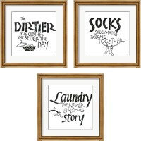 Framed 'Laundry Room White 3 Piece Framed Art Print Set' border=