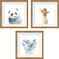 Framed 'Baby Animals 3 Piece Framed Art Print Set' border=