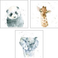 Framed 'Baby Animals 3 Piece Art Print Set' border=