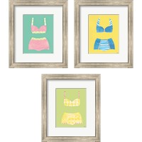 Framed 'Bathing Beauties Pastel 3 Piece Framed Art Print Set' border=