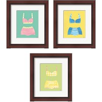 Framed 'Bathing Beauties Pastel 3 Piece Framed Art Print Set' border=