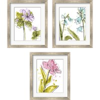 Framed 'Spring Contours 3 Piece Framed Art Print Set' border=