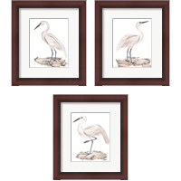 Framed 'White Heron 3 Piece Framed Art Print Set' border=