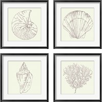 Framed 'Coastal Breeze Sketches Silver 4 Piece Framed Art Print Set' border=