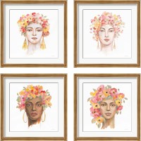 Framed 'International Woman 4 Piece Framed Art Print Set' border=