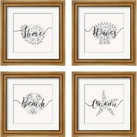 Framed 'Sea Charms Silver 4 Piece Framed Art Print Set' border=