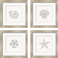 Framed 'Sea Charms Silver 4 Piece Framed Art Print Set' border=