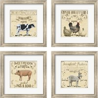 Framed 'Animal Farm Collection 4 Piece Framed Art Print Set' border=