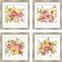 Framed 'Just Peachy 4 Piece Framed Art Print Set' border=