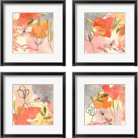 Framed 'Flower Shimmer  4 Piece Framed Art Print Set' border=