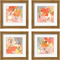 Framed 'Flower Shimmer  4 Piece Framed Art Print Set' border=