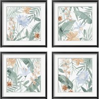 Framed 'Tropical Welcome 4 Piece Framed Art Print Set' border=