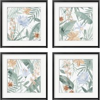 Framed 'Tropical Welcome 4 Piece Framed Art Print Set' border=