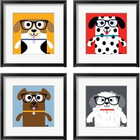 Framed 'Bow Wow Dogs 4 Piece Framed Art Print Set' border=