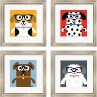 Framed 'Bow Wow Dogs 4 Piece Framed Art Print Set' border=