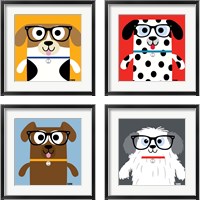 Framed 'Bow Wow Dogs 4 Piece Framed Art Print Set' border=