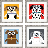 Framed 'Bow Wow Dogs 4 Piece Framed Art Print Set' border=