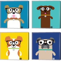 Framed 'Bow Wow Dogs 4 Piece Canvas Print Set' border=