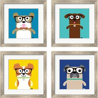 Framed 'Bow Wow Dogs 4 Piece Framed Art Print Set' border=