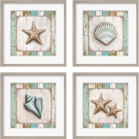 Framed 'Beach 4 Piece Framed Art Print Set' border=