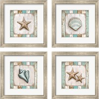 Framed 'Beach 4 Piece Framed Art Print Set' border=