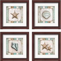 Framed 'Beach 4 Piece Framed Art Print Set' border=