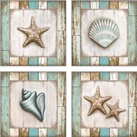 Framed 'Beach 4 Piece Art Print Set' border=