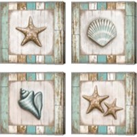 Framed 'Beach 4 Piece Canvas Print Set' border=