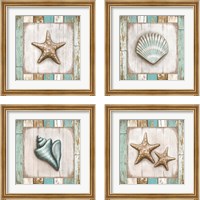 Framed 'Beach 4 Piece Framed Art Print Set' border=