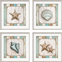 Framed 'Beach 4 Piece Framed Art Print Set' border=