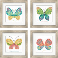 Framed 'Butterfly Inspiration 4 Piece Framed Art Print Set' border=