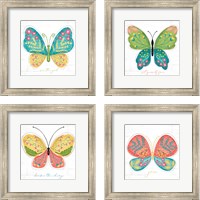 Framed 'Butterfly Inspiration 4 Piece Framed Art Print Set' border=