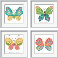 Framed 'Butterfly Inspiration 4 Piece Framed Art Print Set' border=