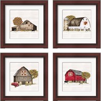 Framed 'Fall Barn Quilt 4 Piece Framed Art Print Set' border=