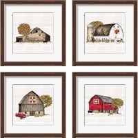 Framed 'Fall Barn Quilt 4 Piece Framed Art Print Set' border=