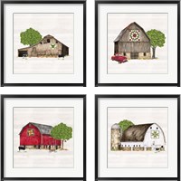 Framed 'Spring & Summer Barn Quilt 4 Piece Framed Art Print Set' border=