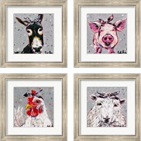 Framed 'Farm Pop 4 Piece Framed Art Print Set' border=