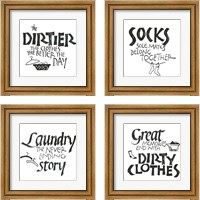 Framed 'Laundry Room White 4 Piece Framed Art Print Set' border=