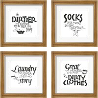 Framed 'Laundry Room White 4 Piece Framed Art Print Set' border=