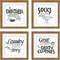 Framed 'Laundry Room White 4 Piece Framed Art Print Set' border=