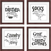 Framed 'Laundry Room White 4 Piece Framed Art Print Set' border=